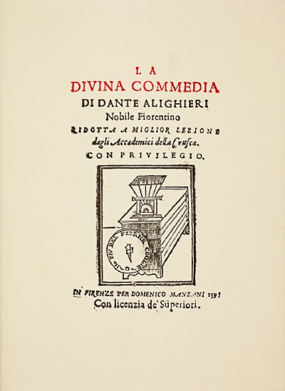 La Divina Commedia di Dante Alighieri nobile fiorentino ridotta a miglior lezione dagli Accademici della Crusca
